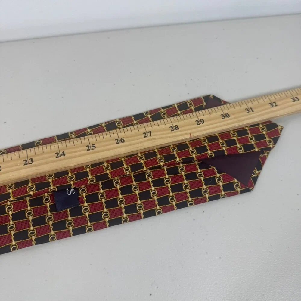 Stafford Silk Chain Link Tie Red Navy Gold Classic Men's Designer Necktie